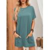 image:imageDokotoo Summer Dresses for Women 2026 Short Sleeve T Shirt Dress Loose Mini Dresses with PocketsA Green