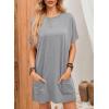 image:imageDokotoo Summer Dresses for Women 2026 Short Sleeve T Shirt Dress Loose Mini Dresses with PocketsA Grey