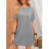 image:imageDokotoo Summer Dresses for Women 2026 Short Sleeve T Shirt Dress Loose Mini Dresses with PocketsA Grey