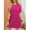 image:imageDokotoo Summer Dresses for Women 2026 Short Sleeve T Shirt Dress Loose Mini Dresses with PocketsA Rose