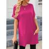 image:imageDokotoo Summer Dresses for Women 2026 Short Sleeve T Shirt Dress Loose Mini Dresses with PocketsA Rose