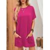 image:imageDokotoo Summer Dresses for Women 2026 Short Sleeve T Shirt Dress Loose Mini Dresses with PocketsA Rose