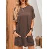 image:imageDokotoo Summer Dresses for Women 2026 Short Sleeve T Shirt Dress Loose Mini Dresses with PocketsA1 Brown