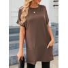 image:imageDokotoo Summer Dresses for Women 2026 Short Sleeve T Shirt Dress Loose Mini Dresses with PocketsA1 Brown