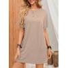 image:imageDokotoo Summer Dresses for Women 2026 Short Sleeve T Shirt Dress Loose Mini Dresses with PocketsA1 Khaki