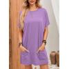 image:imageDokotoo Summer Dresses for Women 2026 Short Sleeve T Shirt Dress Loose Mini Dresses with PocketsA1 Purple