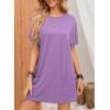 image:imageDokotoo Summer Dresses for Women 2026 Short Sleeve T Shirt Dress Loose Mini Dresses with PocketsA1 Purple