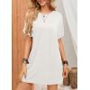 image:imageDokotoo Summer Dresses for Women 2026 Short Sleeve T Shirt Dress Loose Mini Dresses with PocketsA1 White