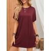 image:imageDokotoo Summer Dresses for Women 2026 Short Sleeve T Shirt Dress Loose Mini Dresses with PocketsA13 Mauve