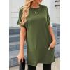 image:imageDokotoo Summer Dresses for Women 2026 Short Sleeve T Shirt Dress Loose Mini Dresses with PocketsA14 Green