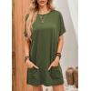 image:imageDokotoo Summer Dresses for Women 2026 Short Sleeve T Shirt Dress Loose Mini Dresses with PocketsA14 Green