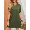 image:imageDokotoo Summer Dresses for Women 2026 Short Sleeve T Shirt Dress Loose Mini Dresses with PocketsA14 Green