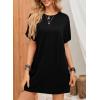 image:imageDokotoo Summer Dresses for Women 2026 Short Sleeve T Shirt Dress Loose Mini Dresses with PocketsBlack