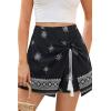 image:imageDokotoo Summer Shorts Skorts for Women Boho Floral Print Elastic Waist Asymmetrical Hem Beach Mini SkirtBlack