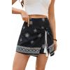 image:imageDokotoo Summer Shorts Skorts for Women Boho Floral Print Elastic Waist Asymmetrical Hem Beach Mini SkirtBlack