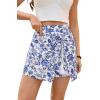 image:imageDokotoo Summer Shorts Skorts for Women Boho Floral Print Elastic Waist Asymmetrical Hem Beach Mini SkirtBlue