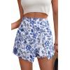image:imageDokotoo Summer Shorts Skorts for Women Boho Floral Print Elastic Waist Asymmetrical Hem Beach Mini SkirtBlue