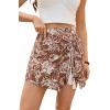 image:imageDokotoo Summer Shorts Skorts for Women Boho Floral Print Elastic Waist Asymmetrical Hem Beach Mini SkirtBrown