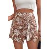 image:imageDokotoo Summer Shorts Skorts for Women Boho Floral Print Elastic Waist Asymmetrical Hem Beach Mini SkirtBrown