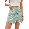 image:imageDokotoo Summer Shorts Skorts for Women Boho Floral Print Elastic Waist Asymmetrical Hem Beach Mini SkirtGreen