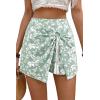 image:imageDokotoo Summer Shorts Skorts for Women Boho Floral Print Elastic Waist Asymmetrical Hem Beach Mini SkirtGreen