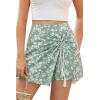 image:imageDokotoo Summer Shorts Skorts for Women Boho Floral Print Elastic Waist Asymmetrical Hem Beach Mini SkirtGreen