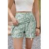 image:imageDokotoo Summer Shorts Skorts for Women Boho Floral Print Elastic Waist Asymmetrical Hem Beach Mini SkirtGreen