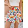 image:imageDokotoo Summer Shorts Skorts for Women Boho Floral Print Elastic Waist Asymmetrical Hem Beach Mini SkirtMulti