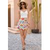 image:imageDokotoo Summer Shorts Skorts for Women Boho Floral Print Elastic Waist Asymmetrical Hem Beach Mini SkirtMulti