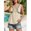 image:imageDokotoo Summer Tank Tops for Women Casual V Neck Sleeveless Floral Print Shirts Loose Color Block Tunic BlouseApricot