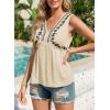 image:imageDokotoo Summer Tank Tops for Women Casual V Neck Sleeveless Floral Print Shirts Loose Color Block Tunic BlouseApricot