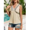 image:imageDokotoo Summer Tank Tops for Women Casual V Neck Sleeveless Floral Print Shirts Loose Color Block Tunic BlouseApricot