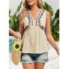 image:imageDokotoo Summer Tank Tops for Women Casual V Neck Sleeveless Floral Print Shirts Loose Color Block Tunic BlouseApricot