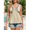 image:imageDokotoo Summer Tank Tops for Women Casual V Neck Sleeveless Floral Print Shirts Loose Color Block Tunic BlouseApricot