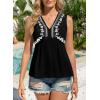 image:imageDokotoo Summer Tank Tops for Women Casual V Neck Sleeveless Floral Print Shirts Loose Color Block Tunic BlouseBlack