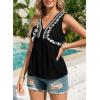 image:imageDokotoo Summer Tank Tops for Women Casual V Neck Sleeveless Floral Print Shirts Loose Color Block Tunic BlouseBlack