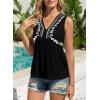 image:imageDokotoo Summer Tank Tops for Women Casual V Neck Sleeveless Floral Print Shirts Loose Color Block Tunic BlouseBlack