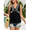 image:imageDokotoo Summer Tank Tops for Women Casual V Neck Sleeveless Floral Print Shirts Loose Color Block Tunic BlouseBlack
