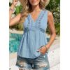 image:imageDokotoo Summer Tank Tops for Women Casual V Neck Sleeveless Floral Print Shirts Loose Color Block Tunic BlouseBlue