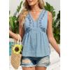 image:imageDokotoo Summer Tank Tops for Women Casual V Neck Sleeveless Floral Print Shirts Loose Color Block Tunic BlouseBlue