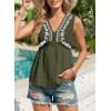 image:imageDokotoo Summer Tank Tops for Women Casual V Neck Sleeveless Floral Print Shirts Loose Color Block Tunic BlouseGreen
