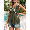 image:imageDokotoo Summer Tank Tops for Women Casual V Neck Sleeveless Floral Print Shirts Loose Color Block Tunic BlouseGreen