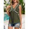 image:imageDokotoo Summer Tank Tops for Women Casual V Neck Sleeveless Floral Print Shirts Loose Color Block Tunic BlouseGreen