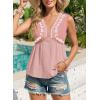 image:imageDokotoo Summer Tank Tops for Women Casual V Neck Sleeveless Floral Print Shirts Loose Color Block Tunic BlousePink