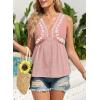 image:imageDokotoo Summer Tank Tops for Women Casual V Neck Sleeveless Floral Print Shirts Loose Color Block Tunic BlousePink