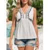 image:imageDokotoo Summer Tank Tops for Women Casual V Neck Sleeveless Floral Print Shirts Loose Color Block Tunic BlouseWhite