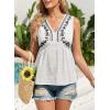 image:imageDokotoo Summer Tank Tops for Women Casual V Neck Sleeveless Floral Print Shirts Loose Color Block Tunic BlouseWhite