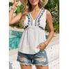 image:imageDokotoo Summer Tank Tops for Women Casual V Neck Sleeveless Floral Print Shirts Loose Color Block Tunic BlouseWhite