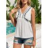 image:imageDokotoo Summer Tank Tops for Women Casual V Neck Sleeveless Floral Print Shirts Loose Color Block Tunic BlouseWhite