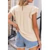 image:imageDokotoo Summer Tops for Women 2026 Casual Round Neck Ruffle Cap Sleeve Blouse Shirts Solid Color Tunic TopsApricot